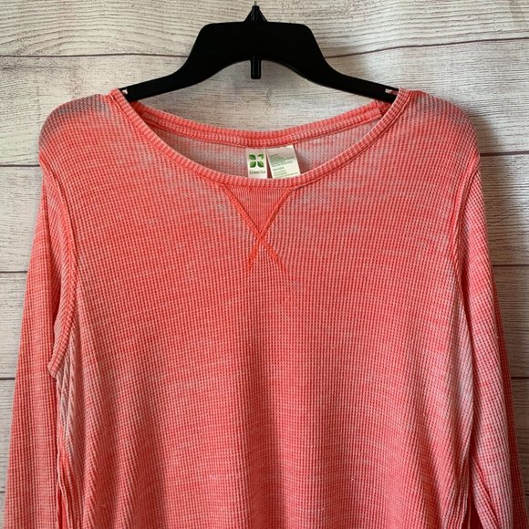 Coral Lightweight Distressed Tunic Shirt Waffle Pattern Ombre Faded Size 6 - Picture 2 of 9